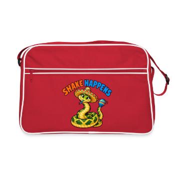 Schütteln passiert, Klapperschlange - Retro Tasche - Rot/Weiß - Vorne