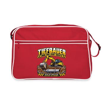 Tiefbauer: Zukunft unter der Oberfläche Bagger - Retro Tasche - Rot/Weiß - Vorne