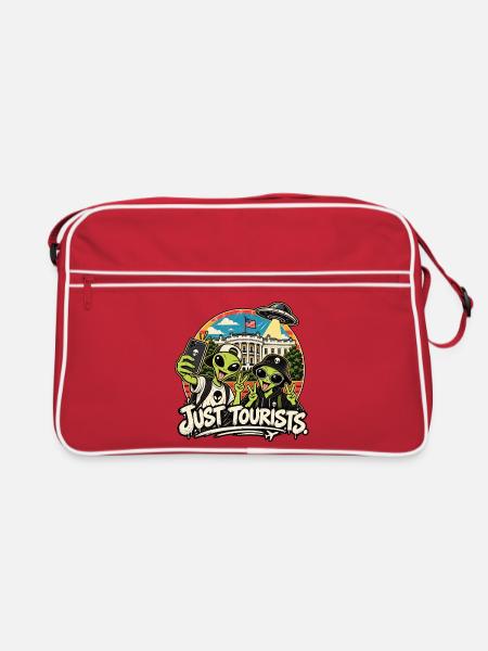 Alien Selfie – Just Tourists - Retro Tasche - Rot/Weiß
