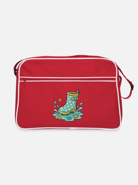 Rain Boot Splash – Cosy Rain Day - Retro Tasche - Rot/Weiß