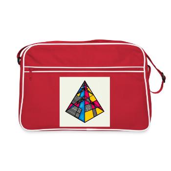 Abstrakte bunte Pyramide - Retro Tasche - Rot/Weiß - Vorne