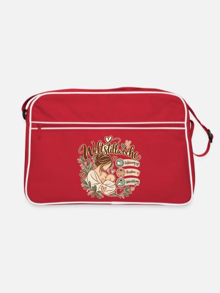 Weltstillwoche  - Retro Tasche - Rot/Weiß