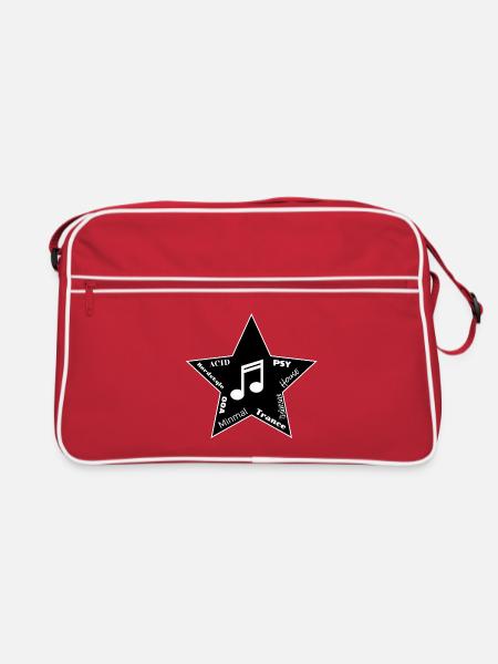 Musikgenres Stern: Acid bis Trance - Retro Tasche - Rot/Weiß