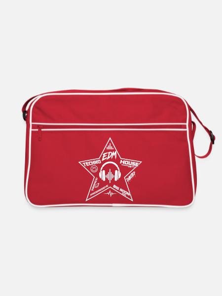 Star EDM Kopfhörer Grafik - Retro Tasche - Rot/Weiß
