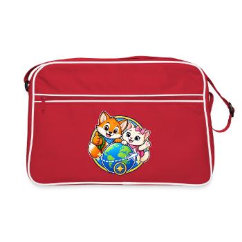 Tavi & Nela - Gemeinsam um die Welt - Retro Tasche - Rot/Weiß - Vorne