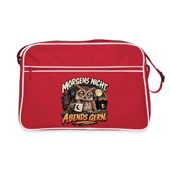 Morgens nicht, Abends gern - Retro Tasche - Rot/Weiß - Vorne