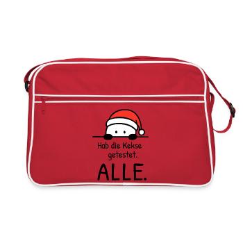 Hab die Kekse getestet. ALLE. | Weihnachtshumor - Retro Tasche - Rot/Weiß - Vorne