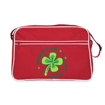 Du schaffst das! – Glücksklee Mutmacher - Retro Tasche - Rot/Weiß - Vorne