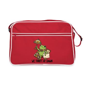 Frosch im Handarbeits-Chic - Retro Tasche - Rot/Weiß - Vorne
