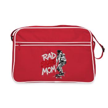 Cool Skater Mom mit Baby - Skateboarding - Retro Tasche - Rot/Weiß - Vorne
