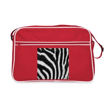 Minimalistisches Schwarz-Weiß-Zebra - Retro Tasche - Rot/Weiß - Vorne