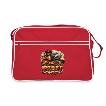 Brisket Love Language BBQ Cookout Grill Barbecue - Retro Tasche - Rot/Weiß - Vorne