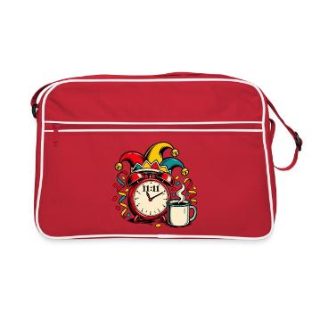 Karneval 11:11 Kaffee Uhr - Retro Tasche - Rot/Weiß - Vorne