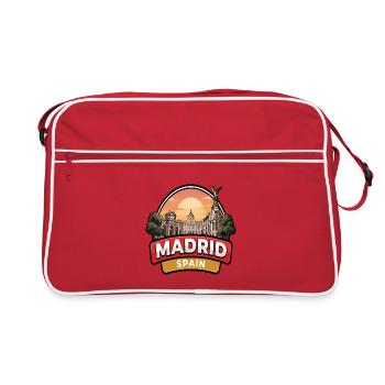 Madrid, Spanien Reiseabzeichen Königlicher Palast Stadtgeschenk - Retro Tasche - Rot/Weiß - Vorne