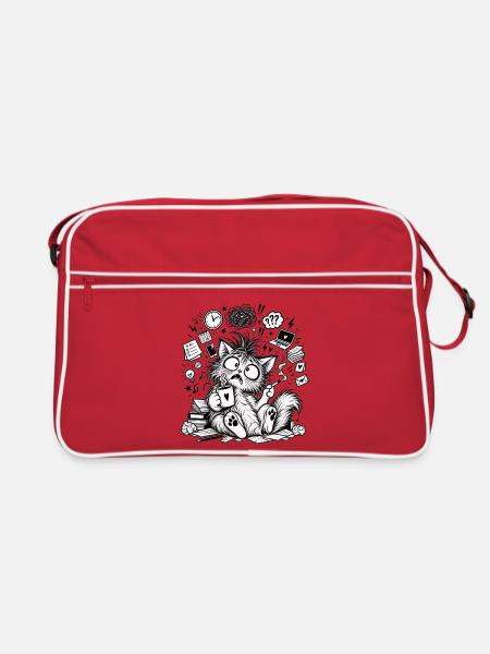 Chaos Cat - Retro Tasche - Rot/Weiß