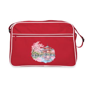 Kirschblütenpark am Pagodensee - Retro Tasche - Rot/Weiß - Vorne