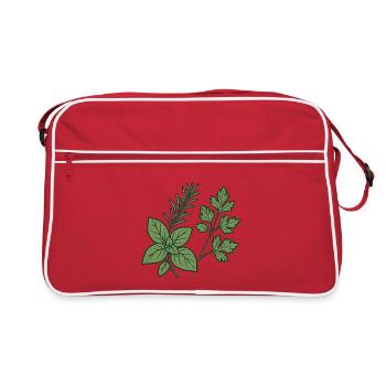 Herbs & Kitchen Garden – Motiv Geschenkidee. - Retro Tasche - Rot/Weiß - Vorne