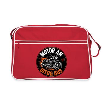 Motor an - Oitog aus, Motor an - Alltag aus - Retro Tasche - Rot/Weiß - Vorne
