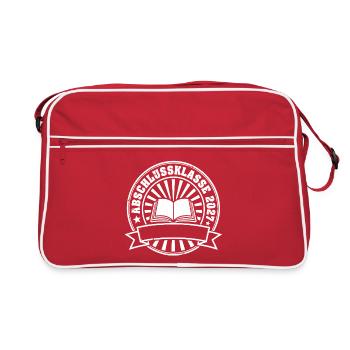 Abschlussklasse 2027 Retro Abzeichen Schule Shirt - Retro Tasche - Rot/Weiß - Vorne