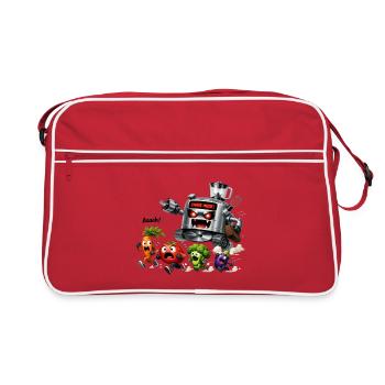 Zeichentrick-Gemüsejagdroboter - Retro Tasche - Rot/Weiß - Vorne
