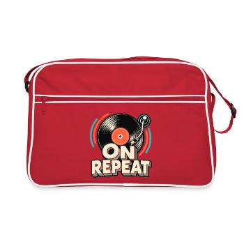 Wiederholende Vinyl - Retro Tasche - Rot/Weiß - Vorne