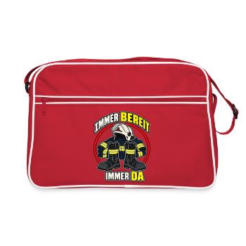 Feuerwehr – Immer bereit, immer da - Retro Tasche - Rot/Weiß - Vorne