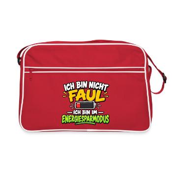 Ich bin nicht faul – Energiesparmodus - Retro Tasche - Rot/Weiß - Vorne