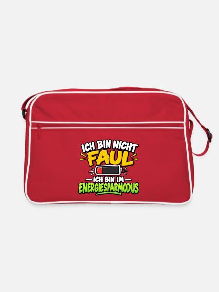 Ich bin nicht faul – Energiesparmodus - Retro Tasche - Rot/Weiß