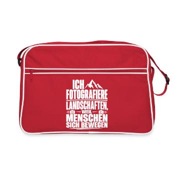 Landschaftsfotografie Spruch Fotoapparat Berg - Retro Tasche - Rot/Weiß - Vorne