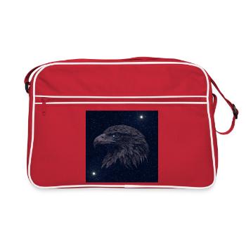 Nachtadler im Sternenhimmel - Retro Tasche - Rot/Weiß - Vorne