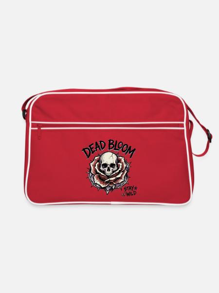 Dead Bloom Skull Rose Tattoo - Retro Tasche - Rot/Weiß