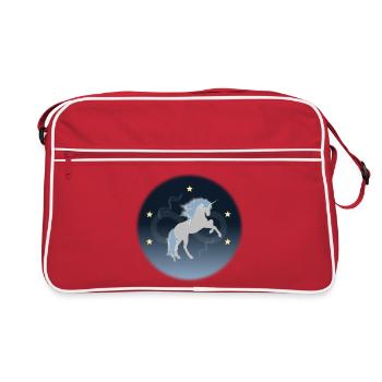 Einhorn - Kraft - Retro Tasche - Rot/Weiß - Vorne