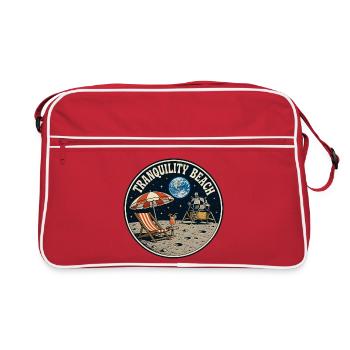 Tranquility Beach - Mondlandung Grafik - Retro Tasche - Rot/Weiß - Vorne