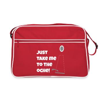 Just take me to the Oche  - Retro Tasche - Rot/Weiß - Vorne