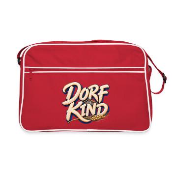 Dorfkind Landleben Schriftzug - Retro Tasche - Rot/Weiß - Vorne