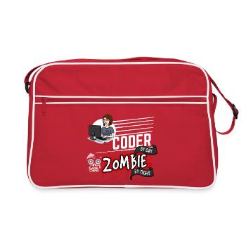Coder by day Zombie by night - Programmiererin - Retro Tasche - Rot/Weiß - Vorne