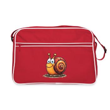 Fröhlicher Schnirkelschnecke Cartoon - Retro Tasche - Rot/Weiß - Vorne
