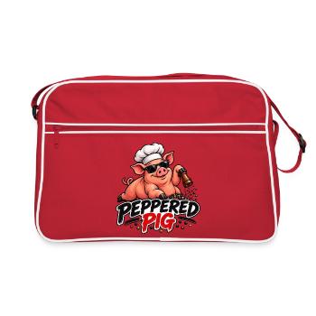 Peppered Pig Kochchef Cartoon - Retro Tasche - Rot/Weiß - Vorne
