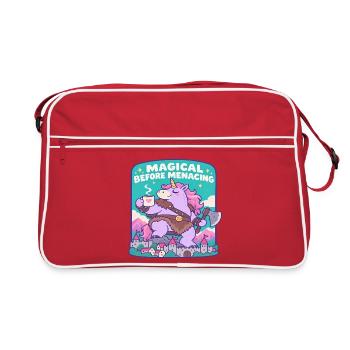 Magische Einhorn vor Bedrohung - Retro Tasche - Rot/Weiß - Vorne