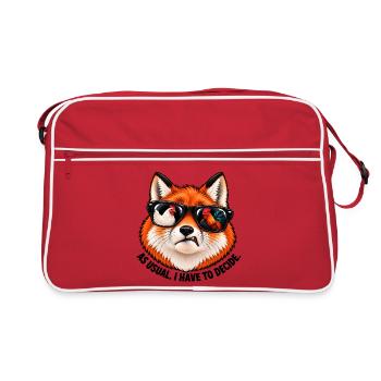 Fuchs mit Sonnenbrille – Wie immer muss ich mich entscheiden - Retro Tasche - Rot/Weiß - Vorne