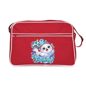 Kuscheliger Robbe Freiheit Design - Retro Tasche - Rot/Weiß - Vorne
