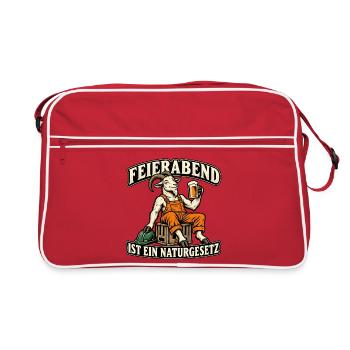 Naturgesetz Feierabend - Retro Tasche - Rot/Weiß - Vorne