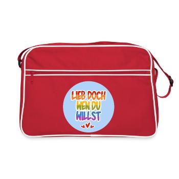 Lieb_doch_wen_du_willst_hellblau - Retro Tasche - Rot/Weiß - Vorne