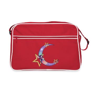 Mondtraum mit Sternenfee - Retro Tasche - Rot/Weiß - Vorne