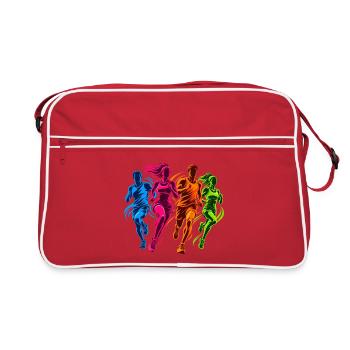 Joggen - Ein Motiv für Joggerinnen und Jogger  - Retro Tasche - Rot/Weiß - Vorne