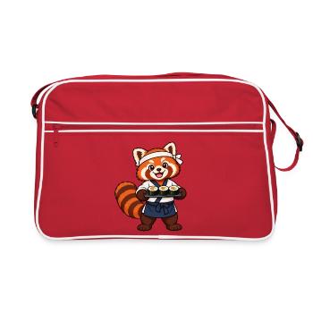 Red Panda Sushi-Koch mit Sushi-Rollen - Retro Tasche - Rot/Weiß - Vorne