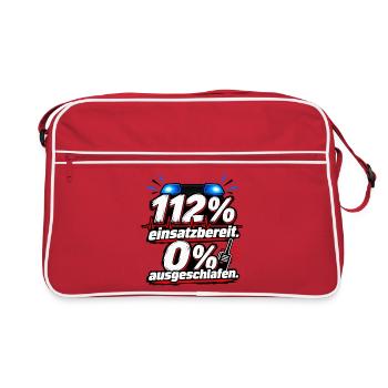 112% Einsatzbereit Schlafmangel - Retro Tasche - Rot/Weiß - Vorne