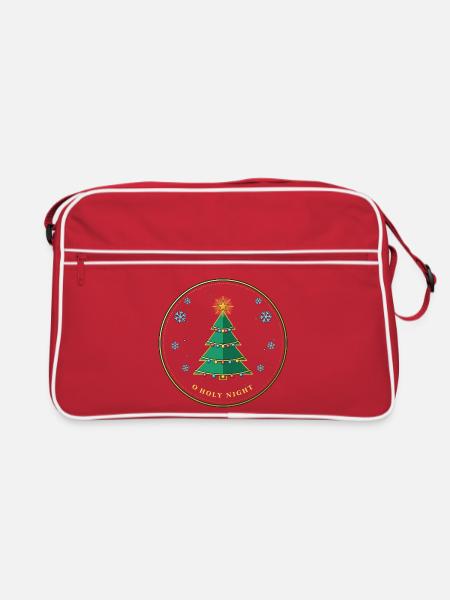 Weihnachtsbaum mit Sternenkranz - Retro Tasche - Rot/Weiß