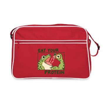 Lustig: Eß deinen Protein-Gym-Frosch - Retro Tasche - Rot/Weiß - Vorne