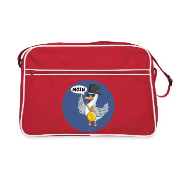 Moin Coole Hip Hop Möwe - Retro Tasche - Rot/Weiß - Vorne